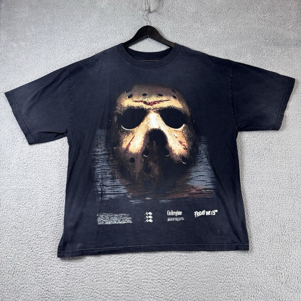 Civil Regime Friday the 13th Shirt Black XL Jason Voorhees Halloween Distressed